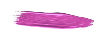 İzole edilmiş arkaplanda kırmızı renkli fırça darbesi, tuval suluboya dokusu, pembe ruj lekesi