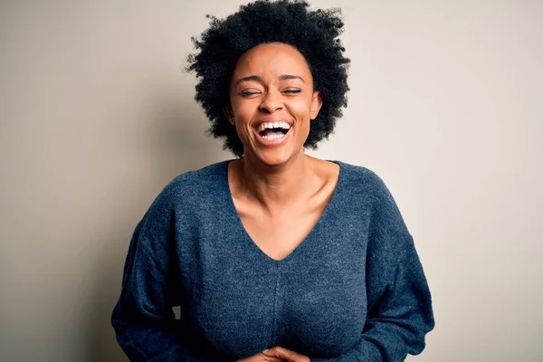 Young Beautiful African American Afro Woman Curly Hair Wearing Casual — Stock Photo, Image