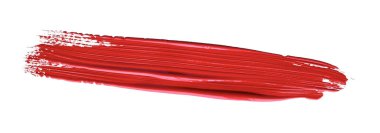 İzole edilmiş arkaplanda kırmızı renkli fırça darbesi, tuval suluboya dokusu, kırmızı ruj lekesi