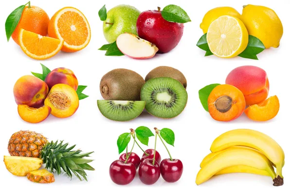 Collection of fresh fruits on white background — Stock Photo, Image