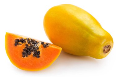 Beyaz arka planda taze papaya