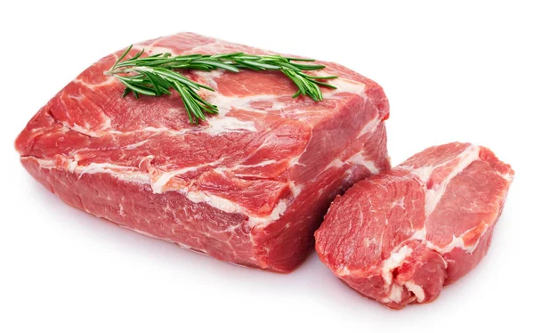 Carne di maiale cruda su sfondo bianco — Foto Stock