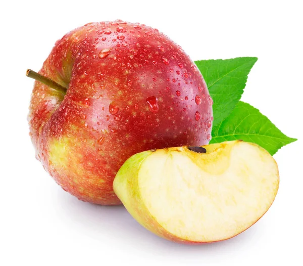 Manzana roja fresca aislada sobre fondo blanco — Foto de Stock