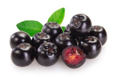 Beyaz arka planda taze chokeberry