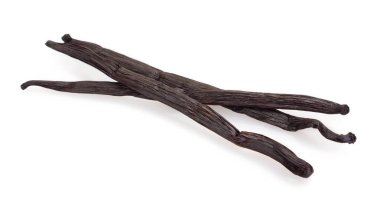 Beyaz arkaplanda izole edilmiş vanilya kapsülleri