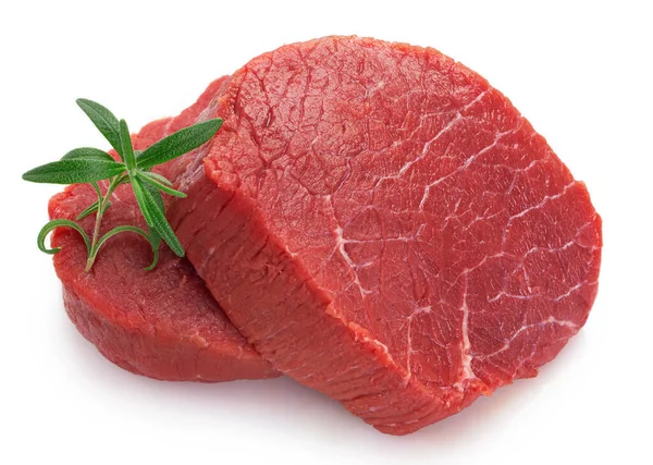 Rauw Rundvlees Geïsoleerd Witte Achtergrond Stockfoto