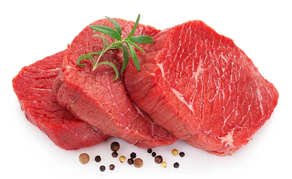 Сырое Мясо Говядины Белом Фоне — стоковое фото