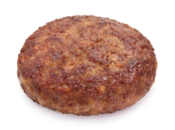 Gegrild Vlees Cutlet Voor Hamburger Geïsoleerd Witte Achtergrond Gekookte Cutlet Stockfoto