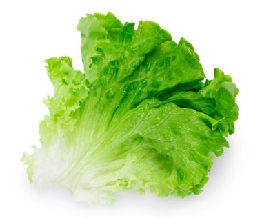 Beyaz arka planda izole edilmiş taze marul salatası.