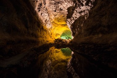 Cueva de los verdes, yeşil, lanzarote mağara. Kanarya Adaları.