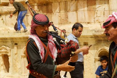 Jerash, Ürdün 'deki gayda çalgıcıları