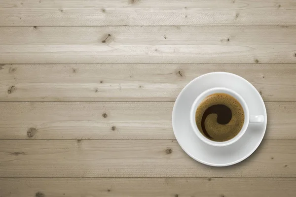 Coffee Cup Wooden Table View — Stock Photo, Image