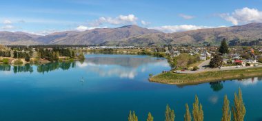 Cromwell ve Kawarau nehri hava manzarası, Yeni Zelanda