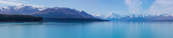 プカキ湖の南アルプスとクック山のパノラマ,ニュージーランド — ストック写真