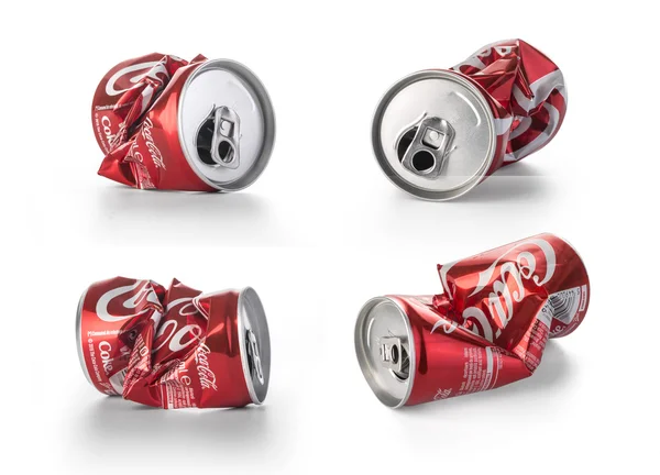 Crumpled Coca Cola cans — Stock Photo, Image