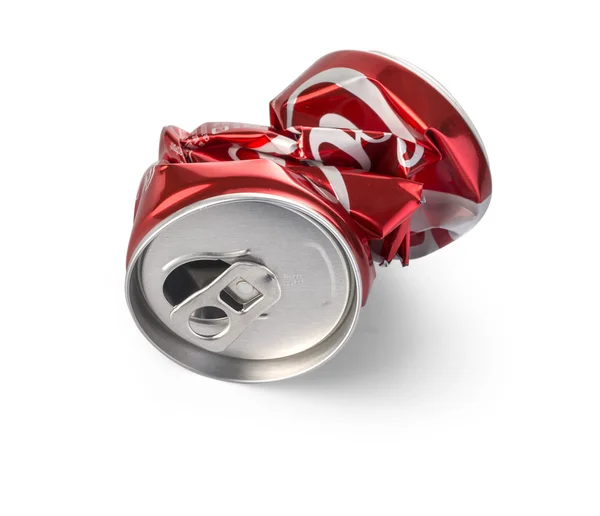 Crumpled Coca Cola can. — Stock Photo, Image