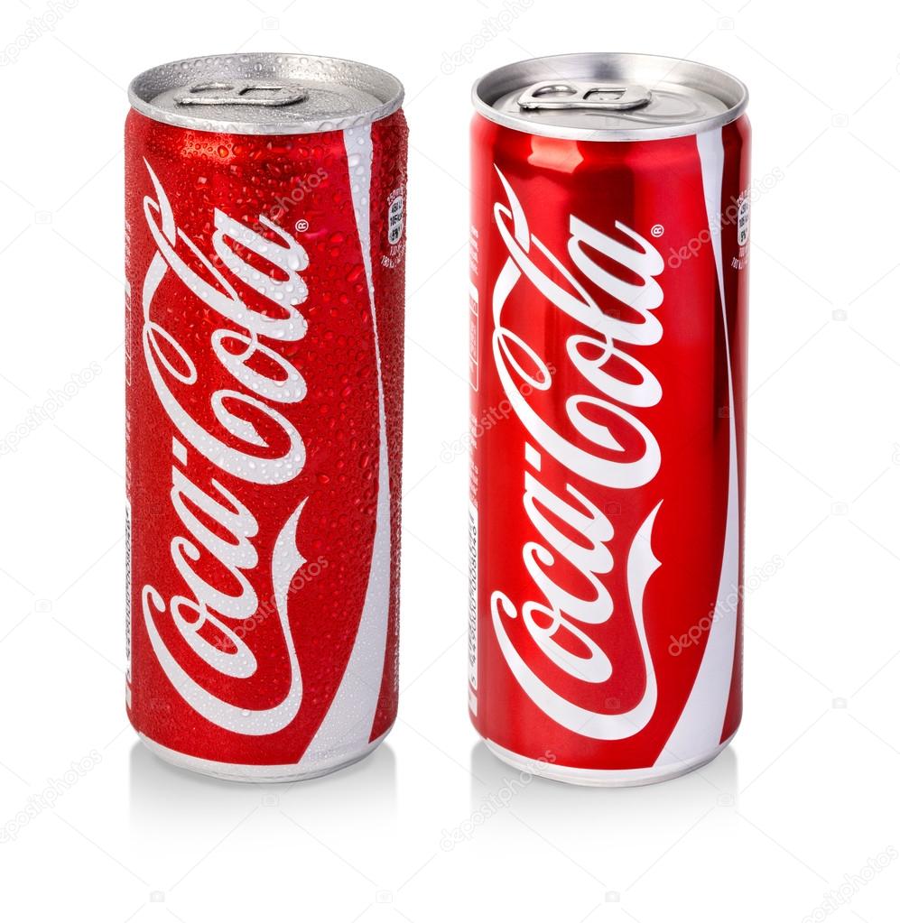 Chisinau, Moldova - December 08, 2015:  Editorial photo of Classic Coca-Cola can on White Background. Coca-Cola Company is the most popular market leader in Turkey.