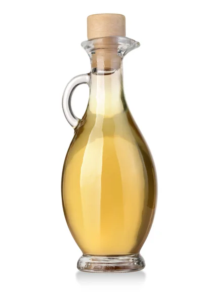 Olijf olie in een fles op wit — Stockfoto