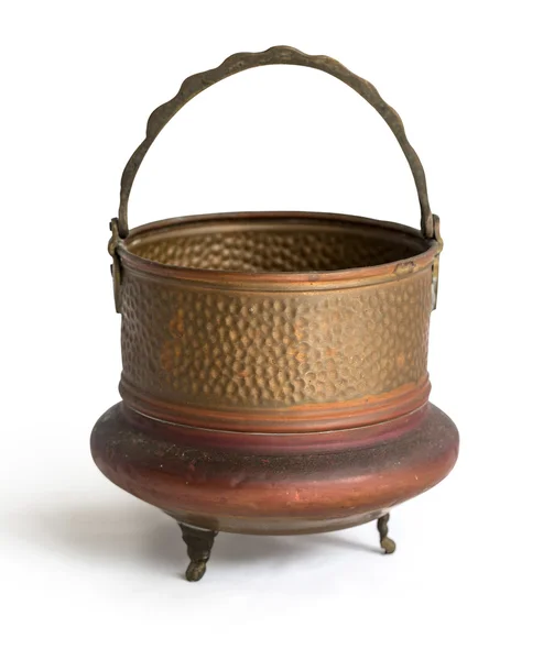 Antique open brass pot — Stock Photo, Image