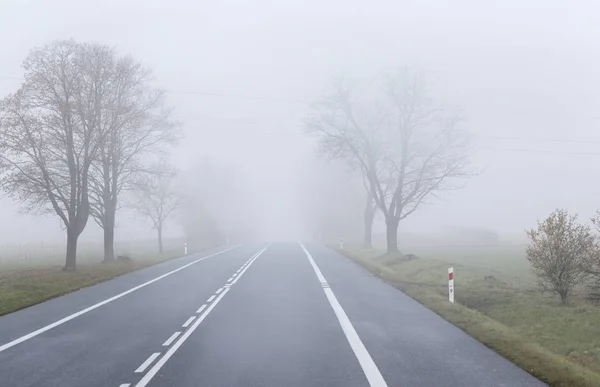 在雾中的道路上 — 图库照片