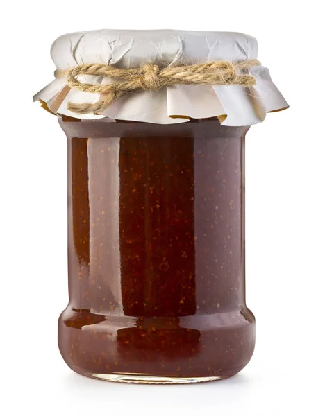 Pot of jam on whit — Stock Photo, Image