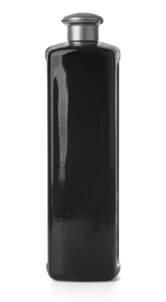 Zwarte fles op wit — Stockfoto