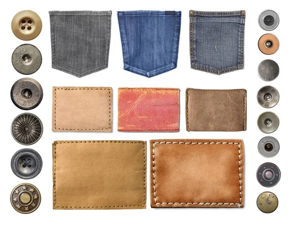 Blank leather jeans labels — Stock Photo, Image