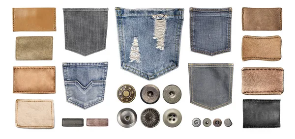 Varie parti di jeans su bianco — Foto Stock