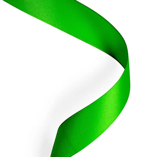 Zelená stuha na bílém pozadí — Stock fotografie