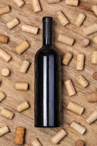 Copa de vino tinto, botella — Foto de Stock
