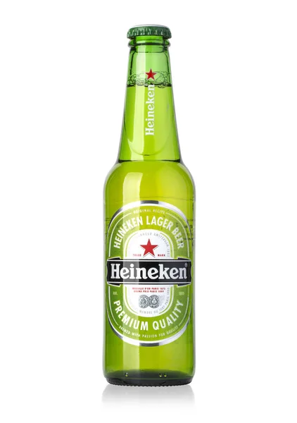Bottle of Heineken Lager Beer on white — Stock Photo, Image