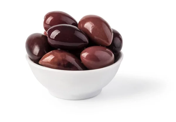 Bowl of marinated kalamata olives — Stock Photo, Image