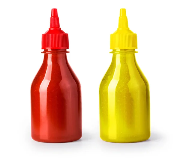 Ketchup és mustár bottl — Stock Fotó