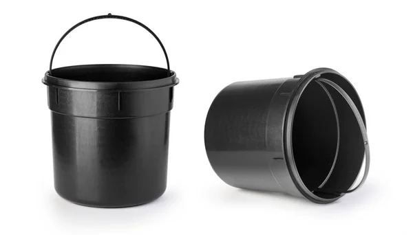 Black bucket on a white — Stock Photo, Image