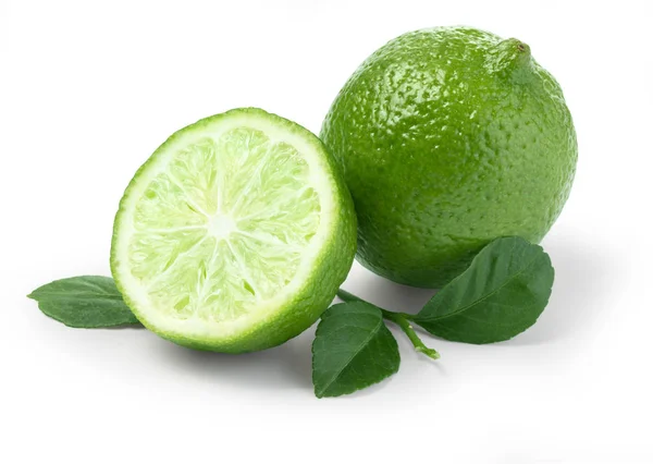 Lime with slices and leaf — Stock Photo, Image