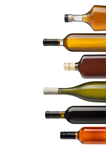 Uppsättning flaskor vin och konjak — Stockfoto