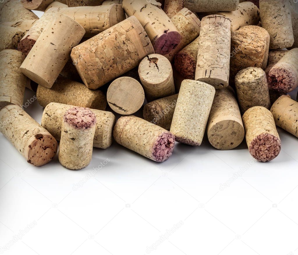wine corks on white