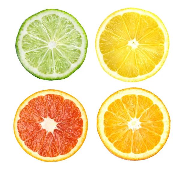 Citrusfélék. Narancs, citrom, lime, grapefruit — Stock Fotó