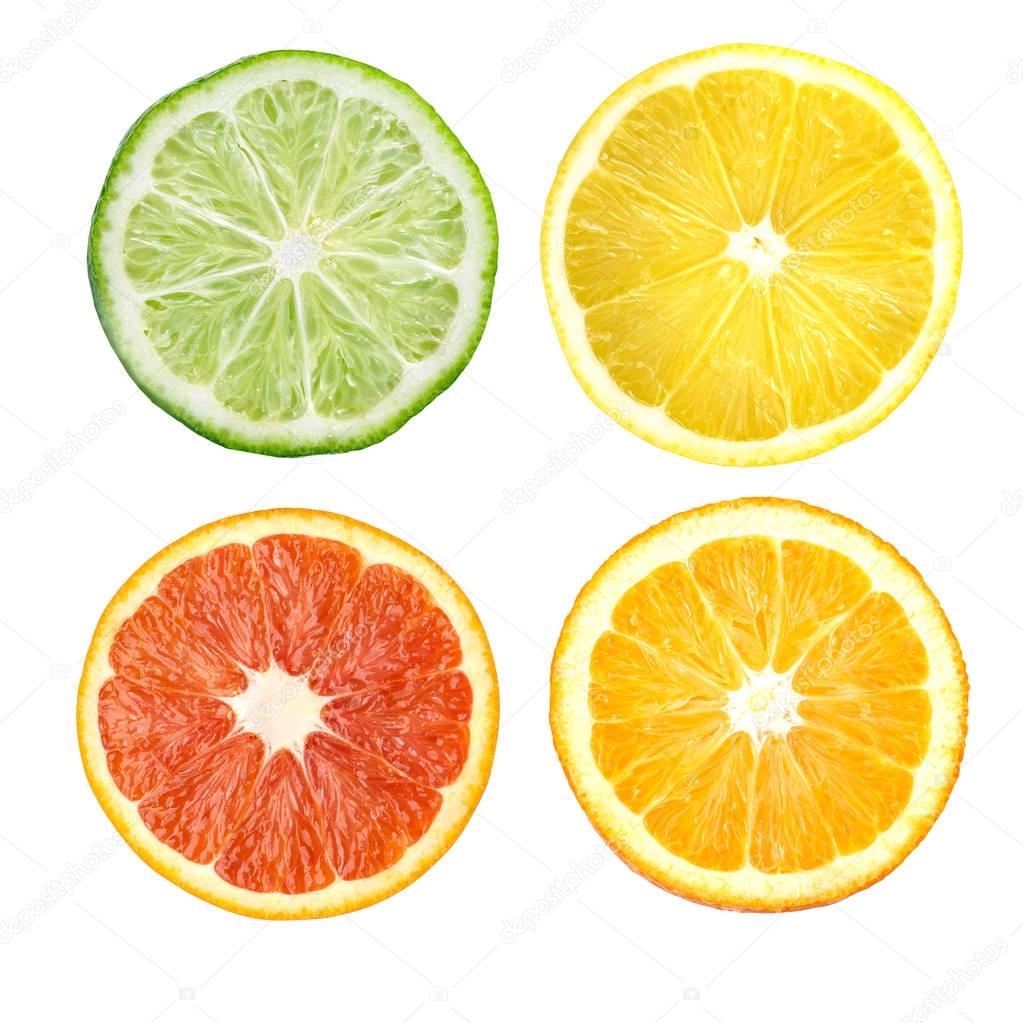 Citrus fruit. Orange, lemon, lime, grapefruit