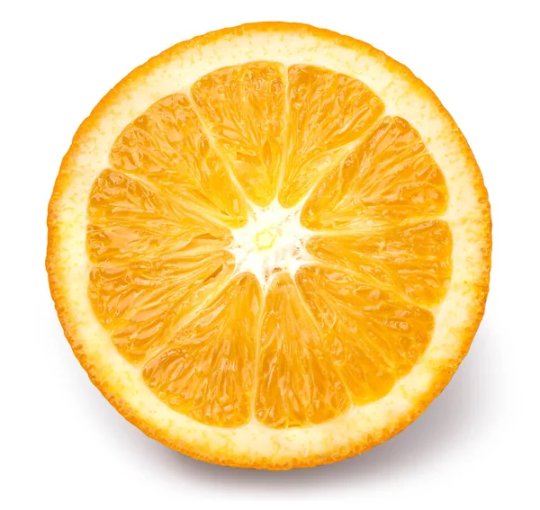 Kromka na białym tle owoc pomarańczowy — Zdjęcie stockowe