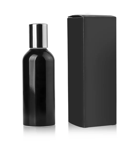 Black cosmetic bottle — Stock Photo, Image
