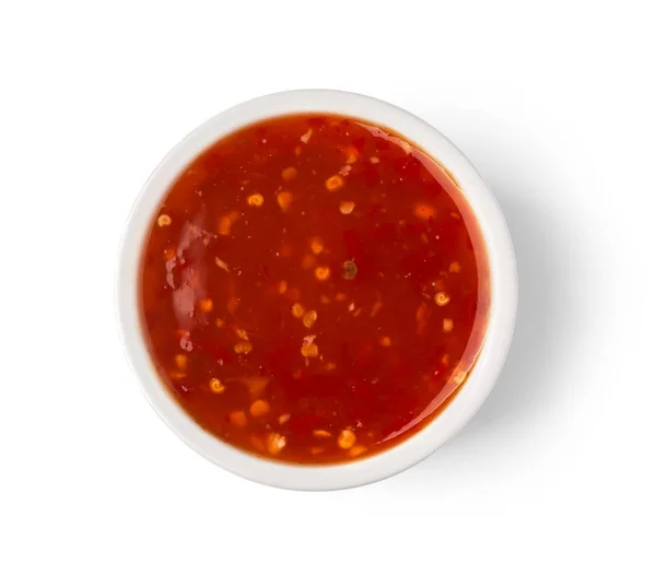Salsa roja picante en un tazón — Foto de Stock