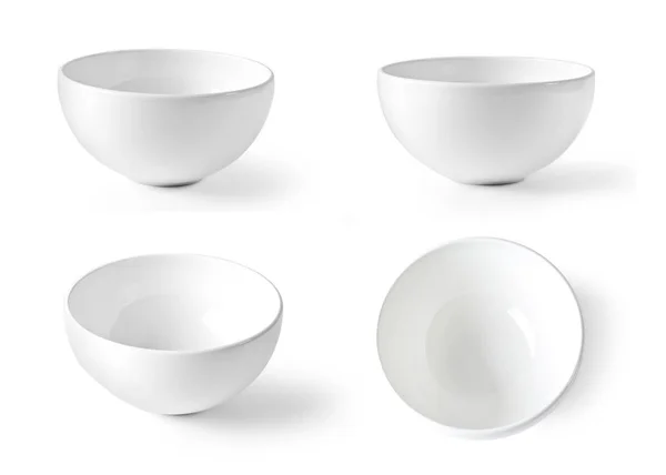 흰색 배경에 고립 된 흰색 빈 그릇, — 스톡 사진