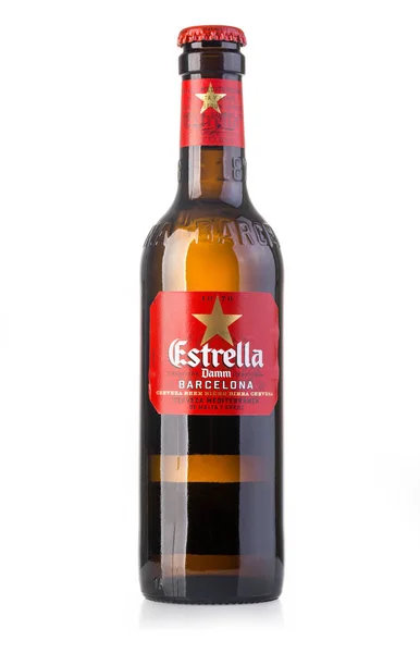 Beer bottle Estrella  isolated — Stock Photo, Image