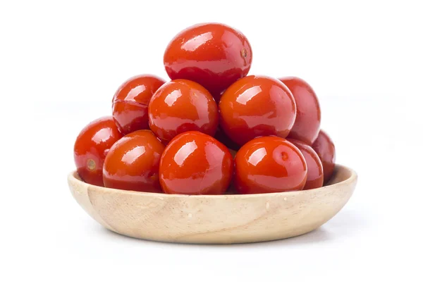Pickled red tomatoes in bowl — Stock Photo, Image