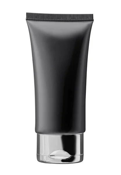 Pacote de tubo cosmético preto em branco — Fotografia de Stock