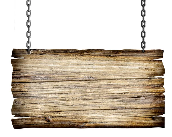 Holzschild mit Kette — Stockfoto