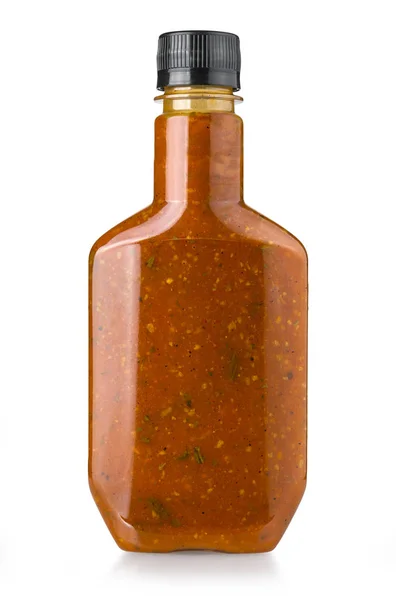 Barbecue sauzen in glazen flessen — Stockfoto