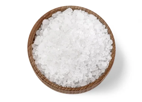 Salt in a wooden bowl — Stock Photo, Image