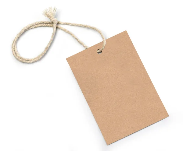 Blank tag tied with string — Stock Photo, Image